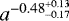 $a^{-0.48^{&#x002B;0.13}_{-0.17}}$