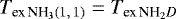 $T_{\textrm{ex\,NH}_3 (1,\,1)} = T_{\textrm{ex\,NH}_2D}$