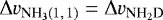 $\Delta v_{\textrm{NH}_3 (1,\,1)} = \Delta v_{\textrm{NH}_2\textrm{D}}$