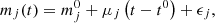 $$ \begin{aligned} m_j(t) = m_j^0 + \mu _j \left(t - t^0\right) + \epsilon _j, \end{aligned} $$