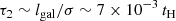 $$ \begin{aligned} \tau _2 \sim l_{\rm gal}/\sigma \sim 7 \times 10^{-3} \, t_{\rm H} \end{aligned} $$