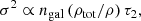 $$ \begin{aligned} \sigma ^2 \propto n_{\rm gal} \, (\rho _{\rm tot}/\rho ) \, \tau _2 , \end{aligned} $$