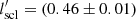 $ l^\prime_{\rm scl} = (0.46 \pm 0.01) $