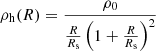 $$ \begin{aligned} \rho _{\rm h} (R) = \frac{\rho _0}{\frac{R}{R_{\rm s}} \left( 1 + \frac{R}{R_{\rm s}}\right)^2} \end{aligned} $$