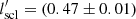 $ l^\prime_{\rm scl} = (0.47 \pm 0.01) $