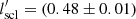 $ l^\prime_{\rm scl} = (0.48 \pm 0.01) $