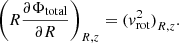 $$ \begin{aligned} {\left( R \frac{\partial \Phi _{\rm total}}{\partial R} \right)}_{{R},z} = {(v_{\rm rot}^2)}_{{R},z}. \end{aligned} $$