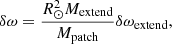 $$ \begin{aligned} \delta \omega = \frac{R_\odot ^2 M_{\rm extend}}{M_{\rm patch}} \delta \omega _{\rm extend}, \end{aligned} $$