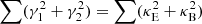 $ \sum(\gamma_1^2+ \gamma_2^2) = \sum(\kappa_{\rm E}^2+ \kappa_{\rm B}^2) $