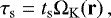 \begin{equation*}\tau_{\mathrm{s}}=t_{\mathrm{s}}\Omega_{\mathrm{K}}(\mathbf{r}) \,, \end{equation*}