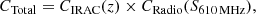 $$ \begin{aligned} C_{\rm Total} = C_{\rm IRAC}(z) \times C_{\rm Radio}(S_{610\,\mathrm{MHz} }), \end{aligned} $$