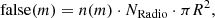 $$ \begin{aligned} \mathrm{false}(m) = n (m) \cdot N_{\rm Radio} \cdot \pi R^{2} , \end{aligned} $$