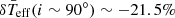 $ \delta \bar{T}_{\mathrm{eff}}(i\sim 90^\circ) \sim -21.5\% $