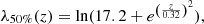 $$ \begin{aligned} \lambda _{50\%}(z) = \ln (17.2 + e^{\left( \frac{z}{0.32} \right)^{2}}) ,\end{aligned} $$