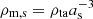 $ \rho_{\mathrm{m,s}}=\rho_{\mathrm{ta}}a_{\mathrm{s}}^{-3} $