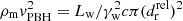 $ \rho_{\mathrm{m}}v_{\mathrm{PBH}}^2=L_{\mathrm{w}}/\gamma_{\mathrm{w}}^2c\pi (d^{\mathrm{rel}}_{\mathrm{r}})^2 $