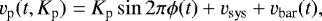 \begin{equation*} v_{\textrm{p}}(t, K_{\textrm{p}})= K_{\textrm{p}} \sin{2 \pi \phi (t)&#x002B;v_{\textrm{sys}} &#x002B; v_{\textrm{bar}}(t)} ,\end{equation*}