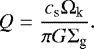 \begin{align*} Q = \dfrac{c_{\textrm{s}}\Omega_{\textrm{k}}}{\pi G \Sigma_{\textrm{g}}}. \end{align*}