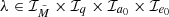 $ \lambda \in \mathcal{I}_{\tilde{M}} \times \mathcal{I}_q \times \mathcal{I}_{a_0} \times \mathcal{I}_{e_0} $