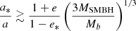$ \frac{a_{\ast}}{a} \gtrsim \frac{1+e}{1-e_{\ast}} \left( \frac{3 M_{\mathrm{SMBH}}}{M_b} \right)^{1/3} $