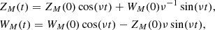 $$ \begin{aligned}&Z_M(t) = Z_M(0) \cos (\nu t) + W_M(0) \nu ^{-1} \sin (\nu t),\nonumber \\&W_M(t) = W_M(0)\cos (\nu t) - Z_M(0)\nu \sin (\nu t), \end{aligned} $$