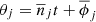 $ \theta_j = \overline{n}_j t +\overline{\phi}_j $