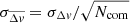 $ \sigma_{\overline{\Delta \mathit{v}}} = \sigma_{\Delta \mathit{v}}/\sqrt{N_{\mathrm{com}}} $