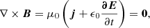 $$ \begin{aligned} \nabla \times \boldsymbol{B} = \mu _0\left(\boldsymbol{j} + \epsilon _0\frac{\boldsymbol{\partial E}}{\partial t}\right) = \boldsymbol{0}, \end{aligned} $$