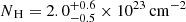 $ N\mathrm{_H=2.0_{-0.5}^{+0.6}\times 10^{23}\,cm^{-2}} $