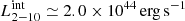$ L\mathrm{_{2-10}^{int}\simeq2.0\times10^{44}\,erg\,s^{-1}} $