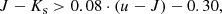 $$ \begin{aligned} J-K_\mathrm{s}&>0.08\cdot (u- J )-0.30, \end{aligned} $$