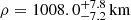 $ \rho = 1008.0^{+7.8}_{-7.2}\,\mathrm{km} $
