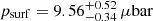 $ p_{\mathrm{surf}} = 9.56^{+0.52}_{-0.34}\,\mathrm{\mu bar} $