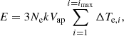 $$ \begin{aligned} E = 3N_{\rm e} k V_{\rm ap} \sum _{i=1}^{i=i_{\max }} \Delta T_{\mathrm{e},i}, \end{aligned} $$