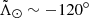 $ \tilde{\Lambda}_\odot\sim-120^\circ $