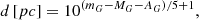 $$ \begin{aligned} d \,[pc] = 10^{(m_G-M_G-A_G)/5+1}, \end{aligned} $$