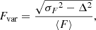 $$ \begin{aligned} F_{\rm var}=\frac{\sqrt{{\sigma _F}^2 - \Delta ^2}}{\langle F \rangle }, \end{aligned} $$