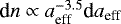 $\text{d}n\propto a_{\text{eff}}^{-3.5}\text{d}a_{\text{eff}}$