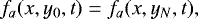 \begin{equation*} f_a(x,y_0,t) = f_a(x,y_N,t), \end{equation*}