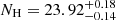 $ N_{\mathrm{H}}=23.92^{+0.18}_{-0.14} $