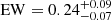 $ \mathrm{EW}= 0.24^{+0.09}_{-0.07} $