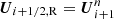 $ \boldsymbol{U}_{i+1/2,{\rm R}} = \boldsymbol{U}^n_{i+1} $