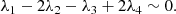 $$ \begin{aligned} \lambda _1-2\lambda _2-\lambda _3+2\lambda _4\sim 0. \end{aligned} $$
