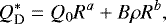 \begin{equation*} Q_{\text{D}}^{*}=Q_{0}R^{a}&#x002B;B\rho R^{b},\end{equation*}