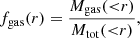 $$ \begin{aligned} f_{\rm gas}(r)=\frac{M_{\rm gas}({<}r)}{M_{\rm tot}({ < }r)}, \end{aligned} $$