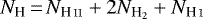 $N_{\textrm{H}}\,{=}\,N_{\ion{H}{ii}} &#x002B; 2N_{\textrm{H}_{2}} &#x002B; N_{\ion{H}{i}}$