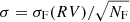 $ \sigma = \sigma_{\mathrm{F}}(RV)/\sqrt{N_{\mathrm{F}}} $