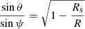 $ \frac{\sin\theta}{\sin\psi} = \sqrt{1-\frac{R_{\mathrm{s}}}{R}} $
