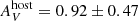 $ A^{\mathrm{host}}_{V} = 0.92\pm0.47 $