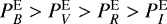 $P^{\textrm{E}}_B > P^{\textrm{E}}_V> P^{\textrm{E}}_R > P^{\textrm{E}}_I$